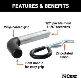 img 2 attached to 🔒 CURT 21411 Trailer Hitch Pin &amp; Clip, Vinyl-Coated Grip, 1/2-Inch, Fits 1-1/4-Inch Receiver