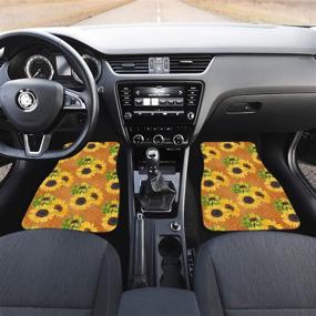 img 1 attached to 🌼 Aoopistc Universal Fit Car Floor Mats - Full Set of 4 Packs with Marble Sunflower Pattern - Anti-Slip, All-Weather Vehicle Foot Carpets