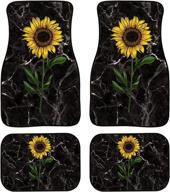 🌼 aoopistc universal fit car floor mats - full set of 4 packs with marble sunflower pattern - anti-slip, all-weather vehicle foot carpets logo