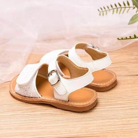 img 1 attached to Glitter Flower Open-Toe Flat Dress Sandals For Little Girls - Flaryzone Summer Shoes