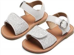 img 4 attached to Glitter Flower Open-Toe Flat Dress Sandals For Little Girls - Flaryzone Summer Shoes