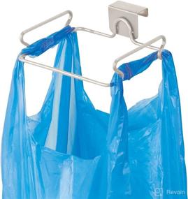 img 4 attached to 🗑️ mDesign Satin Wire Small Garbage Container and Trash Bag Holder Rack for Plastic Bags - Ideal for Kitchen, Pantry, Garage, Bathroom - Recycled, Reusable, and Disposable Shopping and Grocery Bags