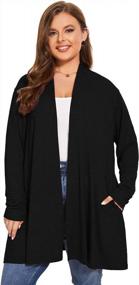 img 4 attached to Women'S Lightweight Open Front Cardigan: Long Sleeve, Soft Drape Fall Sweater With Pockets - JollieLovin