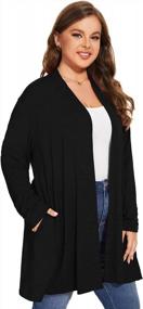 img 2 attached to Women'S Lightweight Open Front Cardigan: Long Sleeve, Soft Drape Fall Sweater With Pockets - JollieLovin