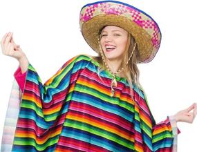 img 2 attached to Cinco De Mayo Made More Festive: Skeleteen'S Mexican Serape Poncho Costume For All Ages!