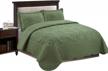 queen size sage marcielo 3-piece fully quilted embroidery quilts bedspreads coverlets cover set, olive green & white logo