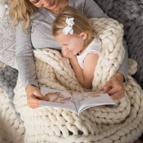 img 2 attached to Cozy Up With VIYEAR'S Handmade Chunky Knit Blanket - 40"X40" Of Soft Ivory White Comfort For Your Bedroom Or Sofa