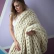 cozy up with viyear's handmade chunky knit blanket - 40"x40" of soft ivory white comfort for your bedroom or sofa logo