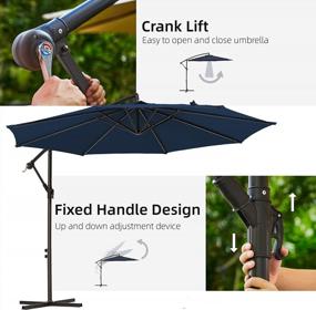 img 2 attached to KITADIN 10FT Patio Offset Umbrella Cantilever Hanging Outdoor Umbrella With Crank Lift 8 Ribs & Crossbar Navy