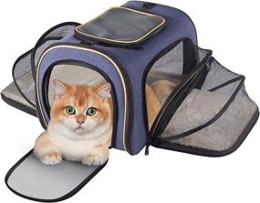 img 4 attached to 🐶 Millenfort Airline Approved Cat/Dog Carrier for Large & Medium Pets up to 15 lbs, Soft Sided & Expandable Travel Bag with Removable Fleece Pad