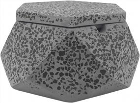 img 4 attached to Windproof Cement Ash Tray With Lid - FREELOVE JINC Terrazzo Cigarette Ashtray For Indoor/Outdoor Use, Home & Office (Grey J)
