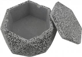 img 1 attached to Windproof Cement Ash Tray With Lid - FREELOVE JINC Terrazzo Cigarette Ashtray For Indoor/Outdoor Use, Home & Office (Grey J)