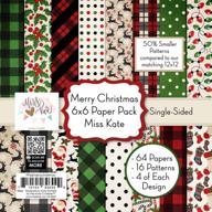 6x6 pattern paper pack – merry christmas - for 7 scrapbook premium specialty paper single-sided 6"x6" collection includes 64 sheets - 50% smaller patterns - by miss kate cuttables logo