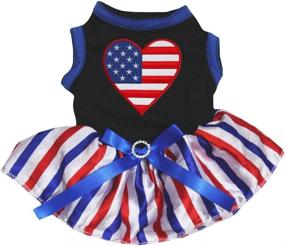 img 2 attached to Petitebella USA Heart Puppy Dog Dress Black Stripes Medium