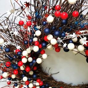 img 1 attached to WsCrafts 22" National Day Patriotic Wreath - Three Colors Berry With Star Sequins American Flag Floral Wreath - Americana Front Door Wreath For 4Th Of July National Day Decor