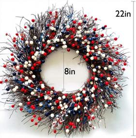 img 3 attached to WsCrafts 22" National Day Patriotic Wreath - Three Colors Berry With Star Sequins American Flag Floral Wreath - Americana Front Door Wreath For 4Th Of July National Day Decor