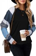 lightweight color block blouse for women: loose fit tunics shirts tops with long sleeves by blencot logo