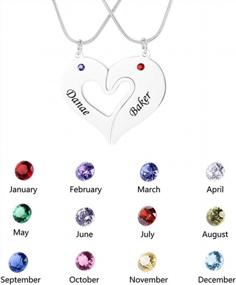 img 2 attached to 🔑 Customizable Valyria Stainless Steel Heart Puzzle Key Necklace Set with Birthstones and Personalized Name