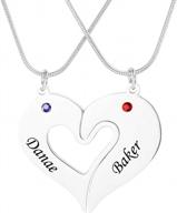 🔑 customizable valyria stainless steel heart puzzle key necklace set with birthstones and personalized name логотип