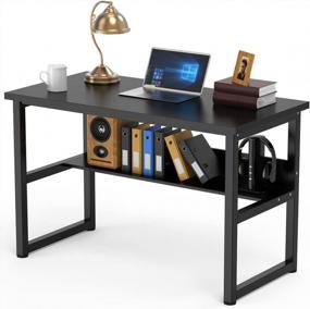 img 4 attached to Stylish And Functional: 2-In-1 Computer Desk With Bookshelf For Home Office