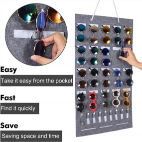 img 3 attached to 20 Slot Wall/Door Mounted Hanging Sunglasses & Jewelry Organizer - WantuSee Storage Holder W/ 9 Snaps & Rope