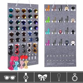 img 2 attached to 20 Slot Wall/Door Mounted Hanging Sunglasses & Jewelry Organizer - WantuSee Storage Holder W/ 9 Snaps & Rope