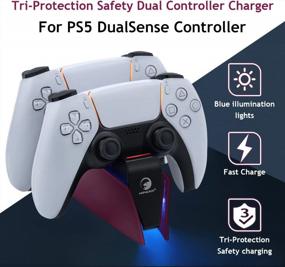 img 3 attached to Док-станция для быстрой зарядки для контроллеров PS5 - зарядное устройство Mcbazel с двумя контроллерами и розово-красным светодиодным индикатором для контроллеров Playstation 5 DualSense