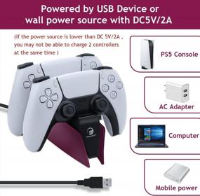 img 2 attached to Док-станция для быстрой зарядки для контроллеров PS5 - зарядное устройство Mcbazel с двумя контроллерами и розово-красным светодиодным индикатором для контроллеров Playstation 5 DualSense