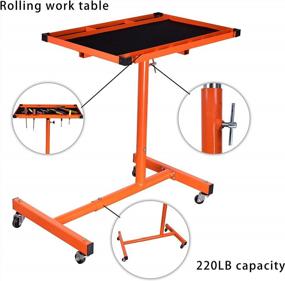 img 2 attached to Hassle-Free Workstation: Aain Heavy-Duty Adjustable Tray With Rolling Wheels In Orange