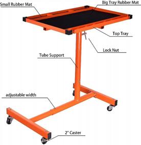 img 3 attached to Hassle-Free Workstation: Aain Heavy-Duty Adjustable Tray With Rolling Wheels In Orange
