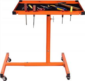 img 4 attached to Hassle-Free Workstation: Aain Heavy-Duty Adjustable Tray With Rolling Wheels In Orange