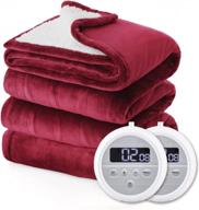 queen size electric heated fleece blanket with 10 heat settings, 8 hour timer auto shut off and dual control - perfect for christmas (84x90 inches, red) logo