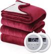 queen size electric heated fleece blanket with 10 heat settings, 8 hour timer auto shut off and dual control - perfect for christmas (84x90 inches, red) logo