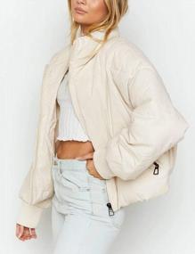 img 2 attached to Women'S Winter Long Sleeve Zip Puffer Jacket | MEROKEETY Baggy Short Down Coats