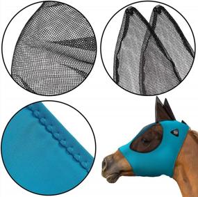 img 2 attached to УФ-маска SmithBuilt Horse Fly Mask — бирюзовый, размер початка — сетчатые глаза и уши, защита из дышащей ткани