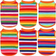 🌈 uratot breathable dog rainbow stripe shirts: cotton sleeveless t-shirt for dogs cats puppy - comfortable & stylish dog striped vest for summer логотип