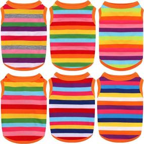 img 4 attached to 🌈 URATOT Breathable Dog Rainbow Stripe Shirts: Cotton Sleeveless T-Shirt for Dogs Cats Puppy - Comfortable & Stylish Dog Striped Vest for Summer