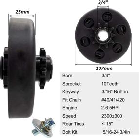 img 3 attached to 🏎️ FDJ Centrifugal Clutch 3/4 with 10 Tooth 212cc Predator Engine - Go Kart Clutch Kit