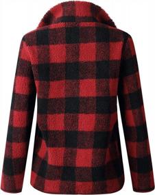 img 2 attached to Angashion Women'S Long Sleeve 1/4 Zip Up Lapel Fleece Sweatshirt Warm Plaid Fluffy Hoodies Pullover