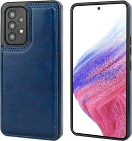 img 3 attached to Samsung Galaxy A53 5G 6.5 Inch Wallet Case With Card Holder, PU Leather Kickstand & Double Magnetic Clasp - Shockproof Cover (Blue)