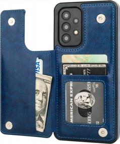 img 4 attached to Samsung Galaxy A53 5G 6.5 Inch Wallet Case With Card Holder, PU Leather Kickstand & Double Magnetic Clasp - Shockproof Cover (Blue)