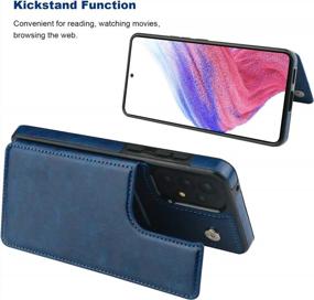 img 1 attached to Samsung Galaxy A53 5G 6.5 Inch Wallet Case With Card Holder, PU Leather Kickstand & Double Magnetic Clasp - Shockproof Cover (Blue)