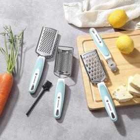 img 3 attached to 4-Piece Green Stainless Steel Cheese Grater And Zester Set With Razor Sharp Blades And Comfortable Grip For Effortless Grating And Zesting - Perfect For Chocolate, Lemon, And Cheese With Free Brush!