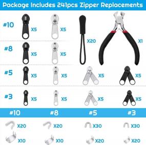 img 3 attached to Zipper Repair Kit, Cridoz 241 Pcs Zipper Replacement Kit With Replacement Zipper Sliders And Zipper Install Pliers Tool For Zipper Fix Repair Replacement