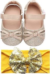 img 4 attached to Lidiano Bowknot Sequins Anti Slip Headband Girls' Shoes: Chic and Comfy Flats