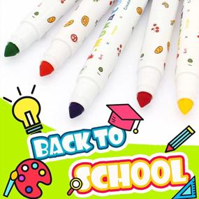 img 2 attached to Lebze Washable Coloring Markers, 6 Colors Toddler Markers For Kids Ages 2-4 Years, Non-Toxic Art School Supplies Broad Line Flower Monaco
