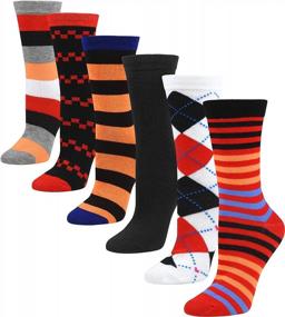 img 4 attached to 6 Pairs Debra Weitzner Women'S Colorful Cotton Crew Socks - Fun Argyle Patterned Casual Socks For Girls!