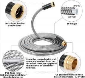img 2 attached to STYDDI 304-Stainless Steel Garden Hose With Solid Brass Fitting And Jet Sprayer Nozzle - 25 Foot Heavy Duty Metal Hose For Outdoor Yard, Lightweight, Puncture Proof, And No Kink Design