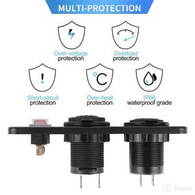 img 1 attached to 🔌 AutoEC Waterproof Panel with 3-in-1 USB Cigarette Lighter Outlet, 12V Dual USB Charger Socket (2.1A) & LED Voltmeter - Includes 12V Cigarette Lighter Socket & ON-Off Rocker Switch - Ideal for Car, Marine, Boat, RV, Truck, GPS