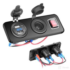 img 4 attached to 🔌 AutoEC Waterproof Panel with 3-in-1 USB Cigarette Lighter Outlet, 12V Dual USB Charger Socket (2.1A) & LED Voltmeter - Includes 12V Cigarette Lighter Socket & ON-Off Rocker Switch - Ideal for Car, Marine, Boat, RV, Truck, GPS